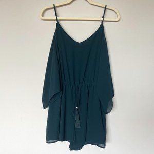 Cold Shoulder Romper, Size M, Dark Teal